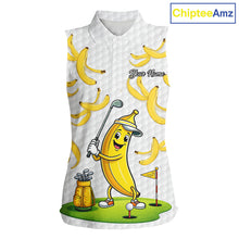 Load image into Gallery viewer, Funny Banana Pattern Golf Womens Sleeveless Polo Shirt, Team Golf Clothes, Golf Gifts NBT610