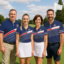 Load image into Gallery viewer, Blue Navy American Flag Womens Golf Polo Shirts Custom Patriotic Team Golf Shirts For Womens Golf Gifts NHT693