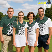 Load image into Gallery viewer, Green White Funny Golf Ball Pattern Womens Golf Polo Shirts Custom Golf Outfits Ladies, Green Golf Tops NHT784