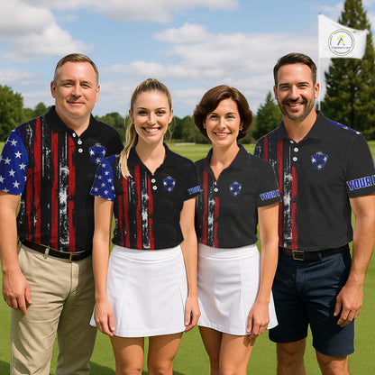 Custom Womens Golf Polo Shirt USA Flag, Golf Family Team Shirt, School Team Golf Shirt, Patriotic Golf Shirt NHT715