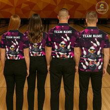 Load image into Gallery viewer, Custom Pink Funny Duck Bowling Shirt for Men Bowling Jersey Polo &amp; 1/4 Zip Bowling Outfit QZT943