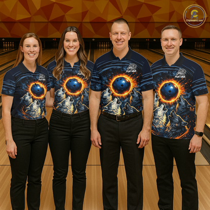 Wolf Bowling Jersey for Men Polo & 1/4 Zip Custom Wolf Bowling Team Shirts Bowling League HNT205