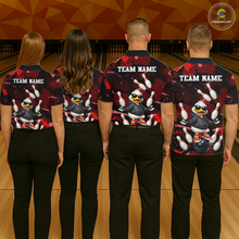 Load image into Gallery viewer, Custom Red Funny Duck Bowling Shirt for Men Bowling Jersey Polo &amp; 1/4 Zip Bowling Outfit QZT943