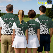 Load image into Gallery viewer, Green White Funny Golf Ball Pattern Womens Golf Polo Shirts Custom Golf Outfits Ladies, Green Golf Tops NHT784