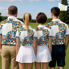 Load image into Gallery viewer, Colorful Geometric Custom Womens Golf Polo Shirts, Golf Jerseys For Golfer NHT840