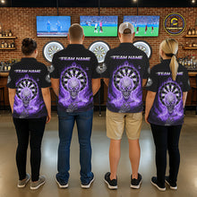 Load image into Gallery viewer, Black Purple Flaming Skeleton Darts Custom Men's Dart Quarter-Zip Shirts Team Dart League Jerseys NYN2074