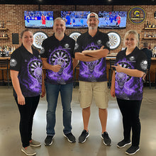 Load image into Gallery viewer, Black Purple Flaming Skeleton Darts Custom Men's Dart Quarter-Zip Shirts Team Dart League Jerseys NYN2074