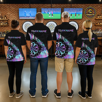 Purple Holographic Dartboard Grunge Dart Quarter-Zip  Shirts For Men Custom Name For Darters NYN2282