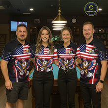 Load image into Gallery viewer, Grunge US Flag Eagle 8 Ball &amp; 9 Ball Billiard Pool Shirt For Men Custom Patriotic Billiard Appeal NYN2762