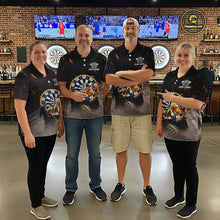 Load image into Gallery viewer, Personalized Funny Grim Reaper Play Darts &amp; Beer Polo &amp; 1/4-Zip Shirts For Women Dart Team Jerseys NYN2815
