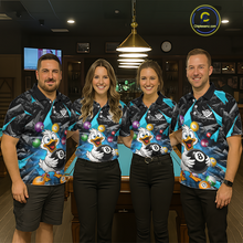Load image into Gallery viewer, Custom Turquoise Funny Duck 8 Ball Pool Shirts Billiard Shirt for Women Billiard Team Jersey League NNT172