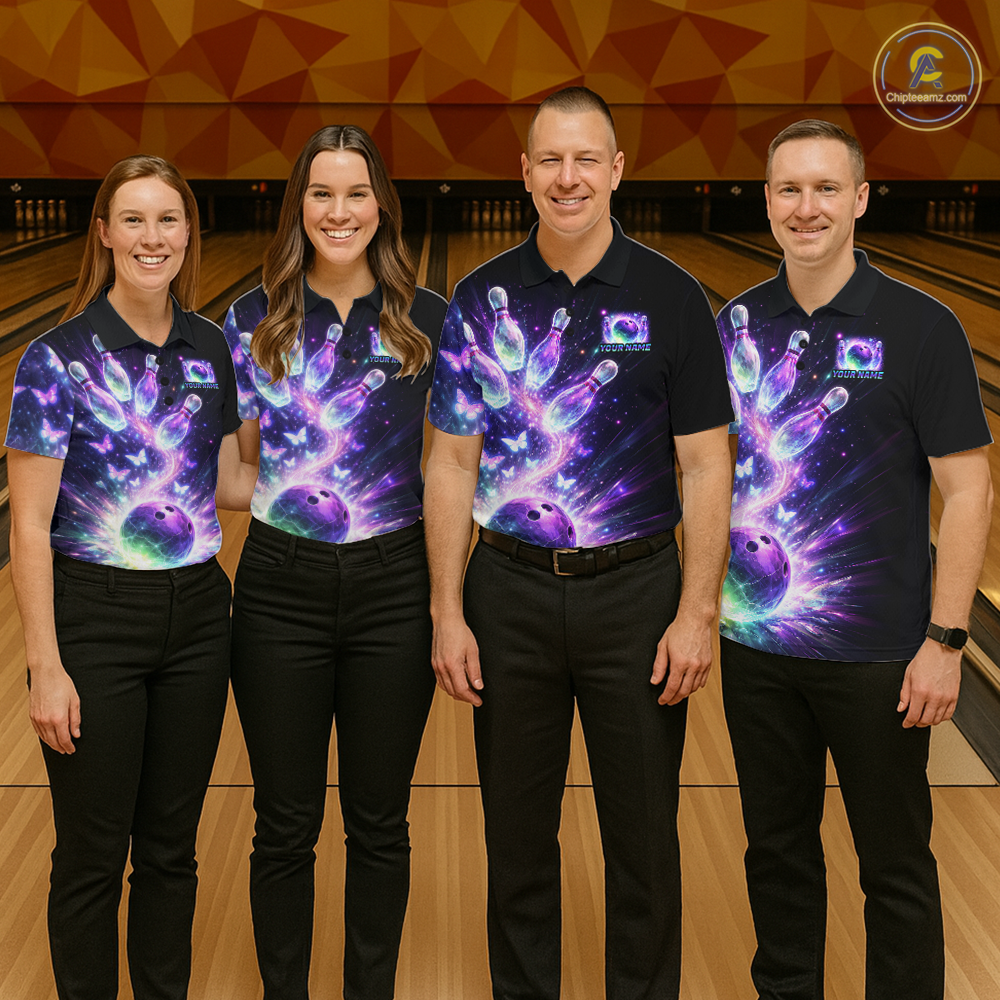 Neon Aurora Bowling Shirt Custom Galaxy Glow Bowling Jersey for Women Polo & Quarter-Zip QZT967