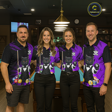 Load image into Gallery viewer, Custom Black Cat 8 Ball Pool Shirts Purple Billiard Shirt for Women Billiard Team Jersey Billiard Gift NNT181