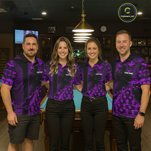 Load image into Gallery viewer, Purple Grunge Human Playing Ball Pool Men Polo &amp; 1/4-Zip Shirt Custom Billiards Ball Jerseys NYN2431