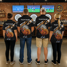 Load image into Gallery viewer, Orange Funny Turkey Chicken Darts Shirt for Men Darts Team Jerseys Polo &amp; 1/4 Zip Dart League NNT130