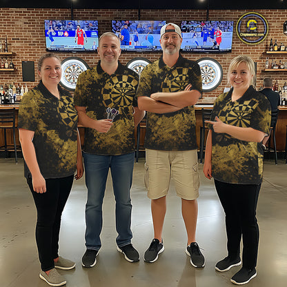 Personalized Grunge Gold Dartboard Women Dart Shirt Custom Name Dart Team Jersey For Darters NYN2968