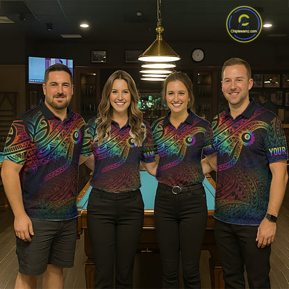 Colorful Rainbow Tribal Billiard Jersey For Women 8 Ball Billiard Uniform Billiard Team Shirts NYN2922