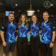 Load image into Gallery viewer, Peronalized Blue Thunder Lightning Leopard Custom Billiard Shirt for Men 8 Ball Billiard Jersey BHT17
