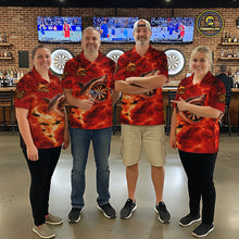 Load image into Gallery viewer, Fire Flame Tornado Funny Shark Darts Quarter-Zip Shirt For Women Custom Dart Team League Shirt|Red NYN2657
