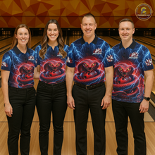 Load image into Gallery viewer, Blue Lightning Thunder Red Snake Bowling Shirt for Men Custom Bowling Team Jersey Bowling Outfit QZT994