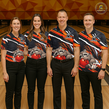 Load image into Gallery viewer, Custom Orange Raccoon Funny Bowling Jersey for Men Bowling Team Shirts Polo &amp; 1/4 Zip HNT247