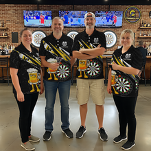 Load image into Gallery viewer, Custom Yellow Funny Beer Dart Shirts for Men Darts Team Jerseys Dart Tournament Polo &amp; 1/4 Zip NNT139