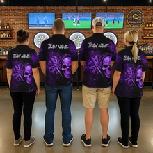 Load image into Gallery viewer, Purple Grunge Skull Dartboard &amp; Arrow Men Darts 1/4-Zip Shirt Personalized Darts Team Jerseys NYN2596