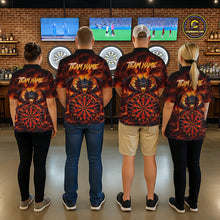 Load image into Gallery viewer, Fire Flame Dragon Black &amp; Red Dartboard Dart Polo Shirts For Men Custom Dart Team Shirts NYN2673