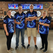 Load image into Gallery viewer, Thunder Torn US Flag Eagle Dartboard Men Darts 1/4-Zip Shirt Custom Patriotic Dart League Shirt NYN2649