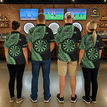 Load image into Gallery viewer, Custom Green Tribal Dart Shirts for Women Dart Team Jersey Dartboard Gifts Polo &amp; 1/4 Zip NNT163
