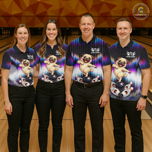 Load image into Gallery viewer, Custom Colorful Funny Pug Dog Bowling Shirt Bowling Jersey for Women Polo &amp; 1/4-Zip Bowling Outfit QZT905