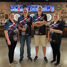 Load image into Gallery viewer, Personalized American Flag Splatter Eagle Dart Shirts For Women Patriotic Dart Polo &amp; 1/4-Zip Jersey NYN2777