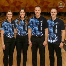 Load image into Gallery viewer, Custom Flame Skull Bowling Jerseys for Women Bowling League Polo &amp; 1/4 Zip Bowling Team Shirts HNT203