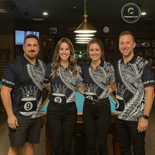 Load image into Gallery viewer, Custom Black and Gold Tribal 9 Ball Pool Billiard Shirt for Women Billiard League  Polo &amp; 1/4 Zip NNT155