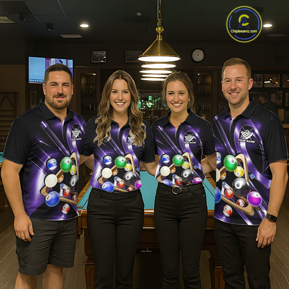 Custom Ball Pool Shirts Purple Billiard Shirt for Women Billiard Team Jersey Billiard League NNT180