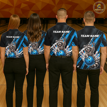 Load image into Gallery viewer, Custom Turquoise Raccoon Bowling Jersey for Women Bowling Team Shirts Bowling Polo &amp; 1/4 Zip HNT254
