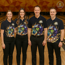 Load image into Gallery viewer, Personalized Frog Wizard Bowling Shirt for Men Flame Bowling Jersey League Polo &amp; Quarter-Zip QZT890