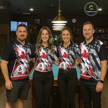 Load image into Gallery viewer, Personalized Smoke Canada Flag Billiard 8 Ball Pool Shirt Custom Patriotic Billiard Appeal For Men NYN2770