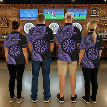 Load image into Gallery viewer, Custom Purple Tribal Dart Shirts for Women Dart Team Jersey Dartboard Gifts Polo &amp; 1/4 Zip NNT163