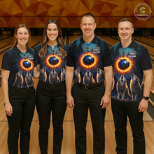 Load image into Gallery viewer, Flame Wolf Bowling Jersey for Women Bowling Uniform Polo &amp;1/4 Zip Custom Bowling Team Shirts HNT252