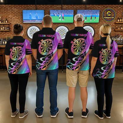 Custom Neon Pattern Dart Shirts For Women Dart Board Shirts Polo & 1/4 Zip Dart Jersey Team NNT128