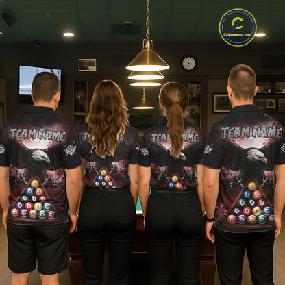 Red Grunge Eagle 8 Ball Billiard Pool Shirt For Men Custom Claws Billiard Attire Team Jersey NYN3063