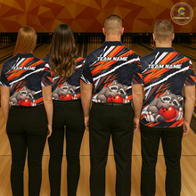 Load image into Gallery viewer, Custom Orange Raccoon Funny Bowling Jersey for Men Bowling Team Shirts Polo &amp; 1/4 Zip HNT247