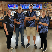 Load image into Gallery viewer, Custom Blue Tribal Dart Shirts for Women Dart Team Jersey Dartboard Gifts Polo &amp; 1/4 Zip NNT163