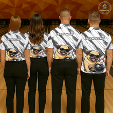 Load image into Gallery viewer, Funny Pug Dog Bowling Team Shirt for Women Custom Bowling Jersey Polo &amp; 1/4-Zip Bowling Unisex QZT984