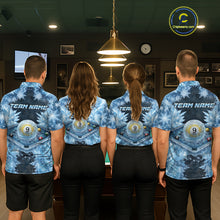 Load image into Gallery viewer, Icy Pattern Blue 9 Ball Pool Billiard Team Shirt For Women Custom Snowflake Billiards Ball Attire NYN3043