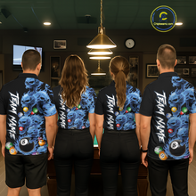 Load image into Gallery viewer, Custom Blue Flame Skull 8 Ball Pool Billiard Shirt for Men Polo &amp; 1/4 Zip, Billiard Team Jerseys NNT160