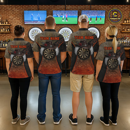 Funny Dartboard Cowboy Darts Polo & 1/4-Zip Shirts For Men Custom Grunge Brown Darts Team Jerseys NYN3079