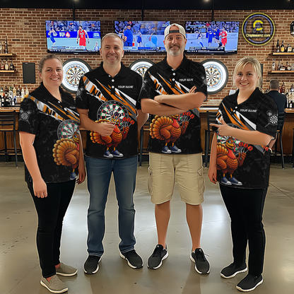 Orange Funny Turkey Chicken Darts Shirt for Men Darts Team Jerseys Polo & 1/4 Zip Dart League NNT130