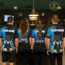 Load image into Gallery viewer, Custom Black Cat 8 Ball Pool Shirts Blue Billiard Shirt for Women Billiard Team Jersey Billiard Gift NNT181